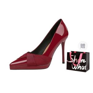 BIGTREE Женские туфли на высоком каблуке Бордо/Чёрный/Нюд - Бордо с подарочной сумкой, цвет Burgundy+Shopping Bag