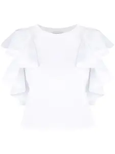 Укороченный топ с короткими рукавами Alexander Mcqueen, белый