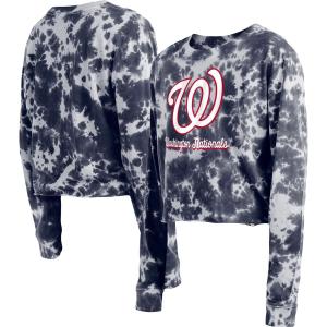 Женская укороченная футболка с длинными рукавами New Era Washington Nationals с принтом тай-дай New Era