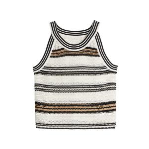 ELLE Тонкий вязаный свитер с полосками и круглым вырезом для женщин