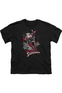 Футболка с коротким рукавом для детей "Лига справедливости Америки" Супермен в красно-сером Gildan