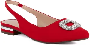 Женские балетки с ремешком сзади Jones New York - классические туфли с заостренным носком, задними ремешками и низким каблуком, красный