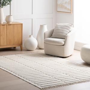 Ковер nuLOOM, 153 x 244 см,  Zavira Solid шерстяной для гостиной спальни столовой, Ivory