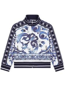 Dolce & Gabbana толстовка на молнии с принтом Majolica, синий