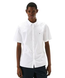 Рубашка из сирсакера, однотонная, стандартного кроя, с коротким рукавом