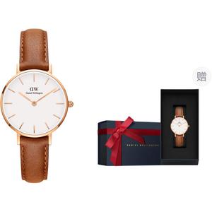 DW/DanielWellington Часы Daniel Wellington DW Watch Girl Wrist Watch Quartz Movement Genuine Leather Strap 28mm White Dial Women's Watch, Brand-New Limited Cherished Blue Box-Light Brown Cow Leather White Dial Golden Watch