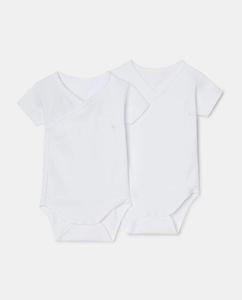 Набор из 2 скрещенных детских боди с короткими рукавами Cotton Juice, белый