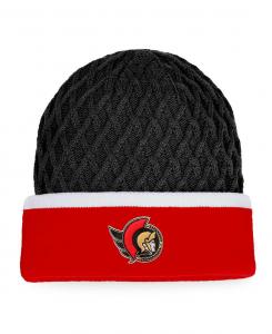 Мужская фирменная красно-черная вязаная шляпа Ottawa Senators Iconic в полоску с манжетами Fanatics