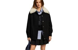 ELLE Джинсовая куртка женская Denim Black Lapel Moderate Straight Fit