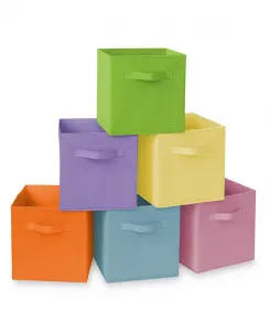 Набор из 6 тканевых контейнеров для хранения, оранжевого цвета - складные тканевые корзины размером 11 дюймов для полок и органайзеров. Casafield, multicolor