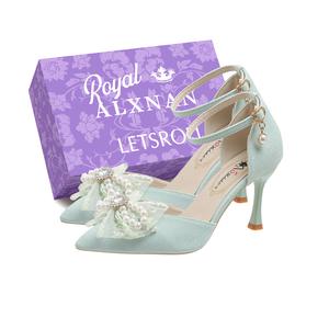 Alxnan Стройные каблуки на высоком каблуке для женщин Peacock Blue Box, цвет Peacock Blue Box