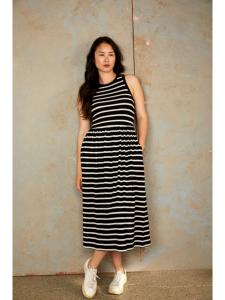 Женское платье-борцовка со сборками на спине Bshirt, Black/white stripe