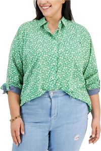 Женская рубашка Tommy Hilfiger с нагрудным карманом и пуговицами, Fern Multi
