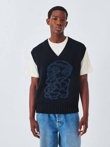 Топ-майка с v-образным вырезом из смесовой шерсти John Lewis x LABRUM, Navy/ Cobalt