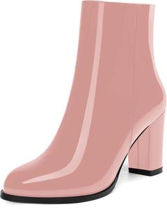 Женские модные повседневные осенне-зимние сапоги ROSERWISH с круглым носком, боковой молнией, на массивном каблуке, высотой до щиколотки, каблук 3,5 дюйма