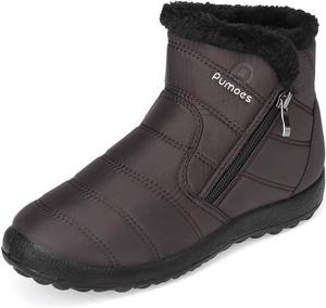 Зимние утепленные ботинки gracosy для женщин, наружные теплые ботинки, женские зимние ботильоны с противоскользящей подошвой, меховая подкладка, теплые ботинки до щиколотки, водонепроницаемые ботинки для улицы, Coffee