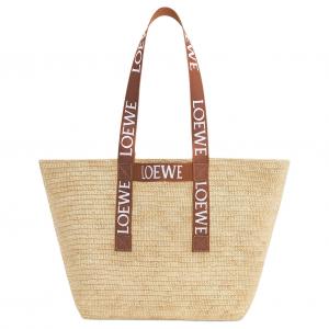 LOEWE Складная сумка-шопер из рафии натурального или бежевого цвета