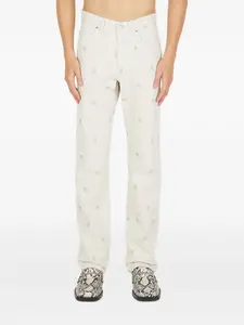 Джинсы с цветочной вышивкой Martine Rose, белый