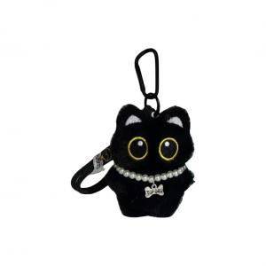XIWANTONG Креативная милая очаровательная плюшевая кукла с большими глазами Black Cat, подвеска, высота 12см