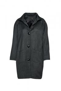 Темно-Серое пальто из смесовой шерсти от модного бренда Conquista, черный