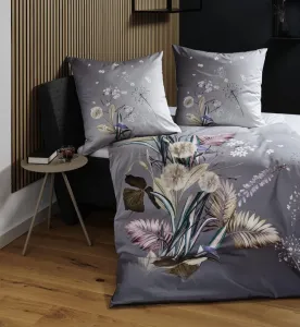 Постельное белье Janine Mako-Satin * 155x220, 80x80, 2-х частей, Modern Art S 42157-05-512, фиолетовый, ягодный, серый Original Janine