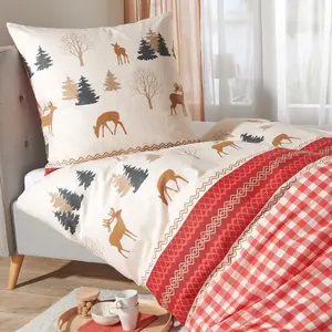 Фланелевое постельное белье Dream Sleep Fine в деревенском стиле 155x220 см + 80x80 см Traumschlaf