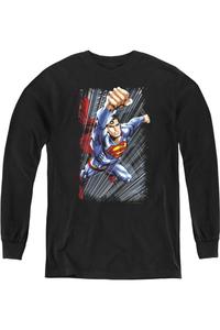 Футболка с длинным рукавом Superman Faster Than Youth Gildan, черный