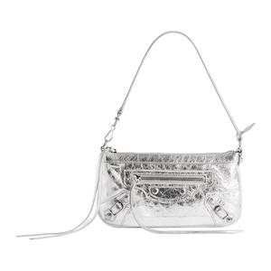 Balenciaga Городская кожаная сумка через плечо женская серебристая