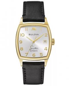 Мужские часы Frank Sinatra с автоматическим черным кожаным ремешком 45x33,5 мм Bulova