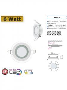 Светодиодный потолочный светильник 6 Вт, стеклянная панель Ø96x96 мм, нейтральный белый, 4200 К, многоцветный COFI 1453