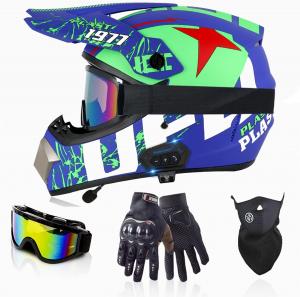 Шлем HCYPUNK Bluetooth для мотокросса, красный / синий