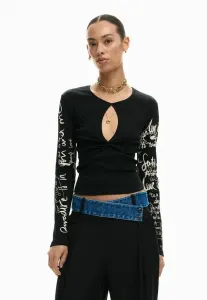 Рубашка с длинными рукавами и надписью, открывающейся на обложке. Desigual, Black