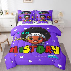 Erosebridal Комплект постельного белья 7Pcs Black Boy I Am Black History African American Boy, Pale Purple