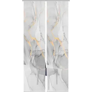 Шторка-роллет MARMOSA 2 шт., 2 панели на направляющей, дизайн под бамбук, цифровая печать Vision S, золотисто/серый