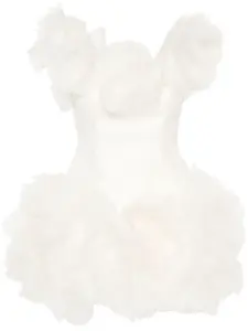 Креповое платье мини с цветочной аппликацией Ana Radu, нейтральный