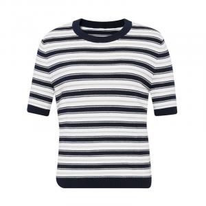 Пуловер полосатый Deep Breath с короткими рукавами, синий / белый