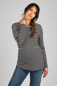 Полосатый ребристый трикотажный топ для беременных и кормящих мам Jojo Maman Bébé, черный