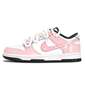 Nike Кроссовки для скейтбординга Dunk, черно-белые, с бантом, устойчивые к скольжению, низкие, унисекс, розовые