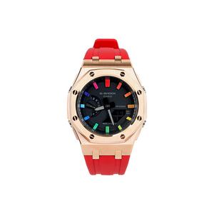 Часы Casio G-Shock Analog-Digital 2100 Series, арт. GA-2100-1A1, 44 мм, красный/золотой/черно-радужный