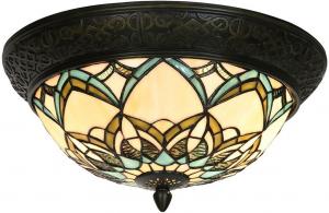 Потолочный светильник Clayre & Eef Tiffany Ø 37x19 см бежевый синий стекло Clayre&Eef