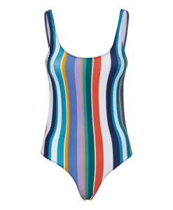Белый женский слитный купальник в разноцветную полоску Gallo, мультиколор