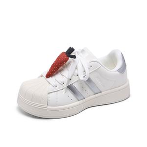 Женские низкие кожаные кроссовки для скейтборда Cob Wear resistant And Lightweight Cobx, белый серебряный[Carrot House]