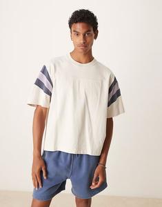 Футболка Abercrombie & Fitch премиум-класса с коротким рукавом и контрастными полосками белого цвета