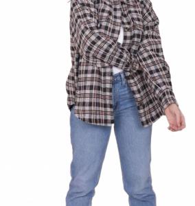 Фланелевая куртка-рубашка в осеннюю кленовую клетку Mikarose, Autumn Maple Plaid