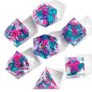 Аксессуары Hymgho Premium Gaming Sharp-Edge Polyhedral Dice Set: Captured Magic - Vapor Wave Blossom (7)