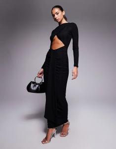 Эксклюзивное платье макси Murci с вырезом-лодочкой, драпировкой и черными блестками