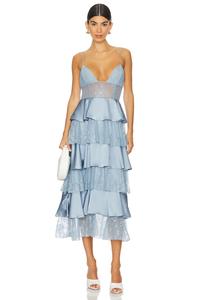 Многоярусное кружевное платье миди Weworewhat, цвет storm