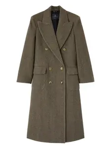 Двубортное пальто с узором в елочку Ermanno Scervino, коричневый