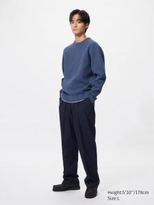 Широкие брюки со складками Uniqlo, цвет 69 синий