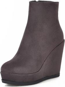 Женские ботильоны Miss Left на платформе с закрытым носком, округлым мысом, боковой молнией, на высоком каблуке-кеже, короткие ботинки для повседневной носки, вечеринки и работы, размеры 4-16 US, Grey